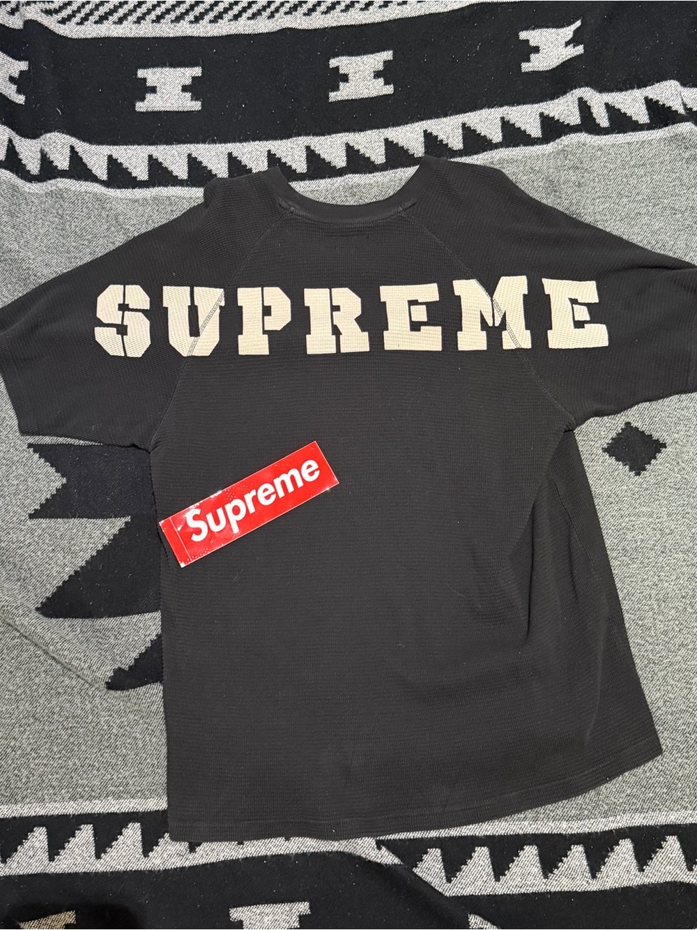Supreme Black Tee with Cream Block Lettering